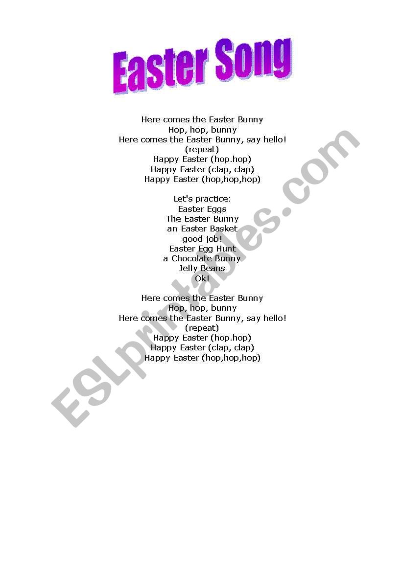 easter song worksheet