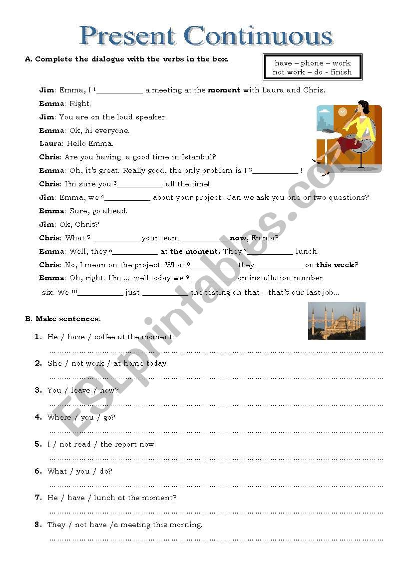 present continuous worksheet