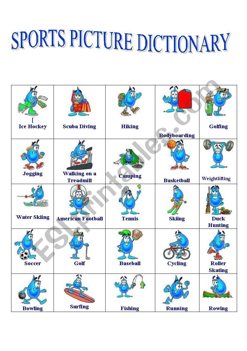 Sports Picture Dictionary worksheet