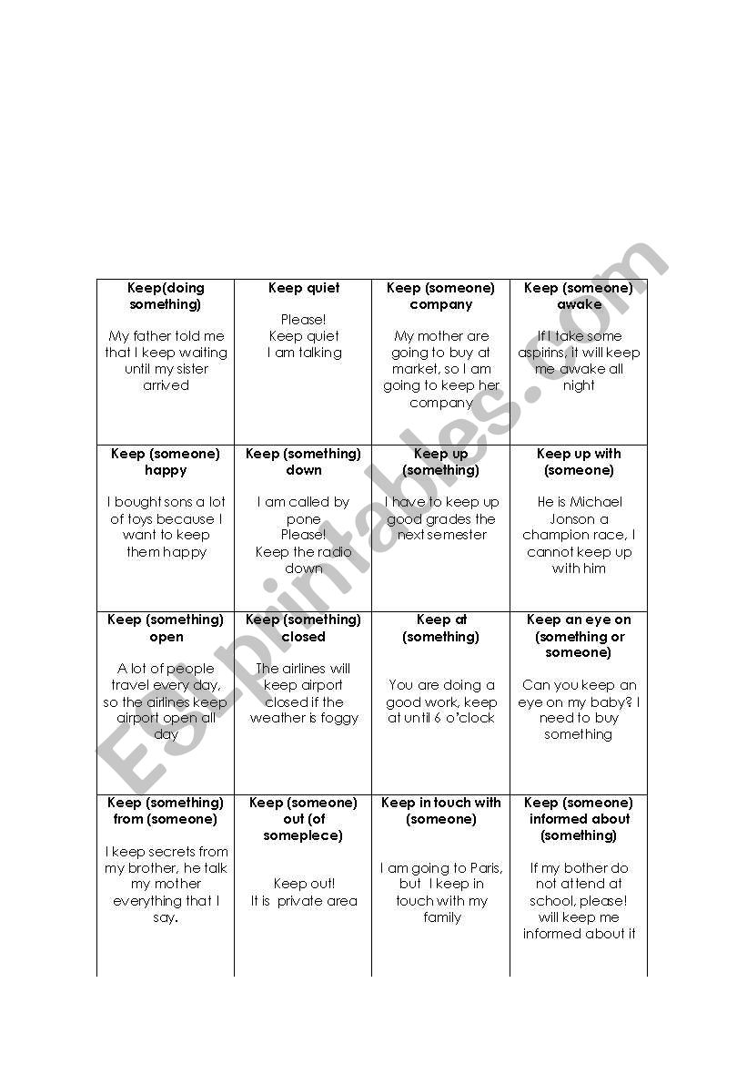 keep worksheet