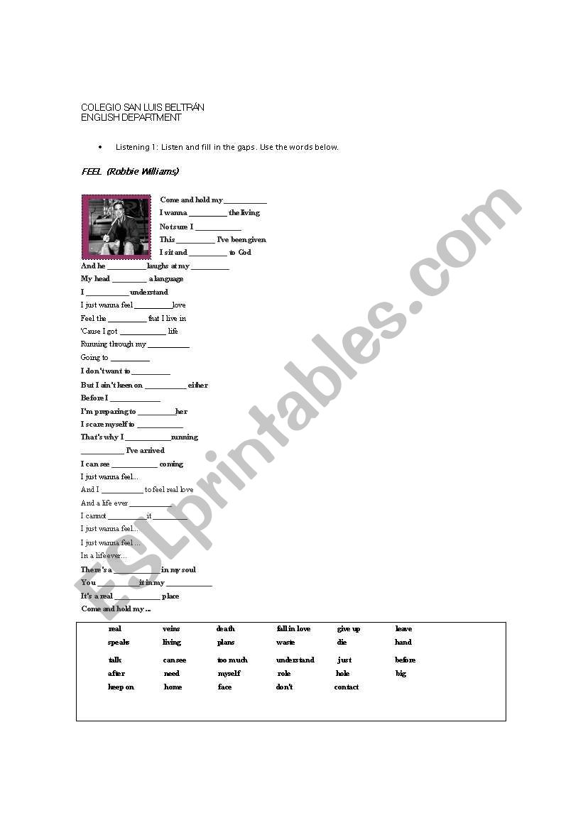 Listening activity worksheet