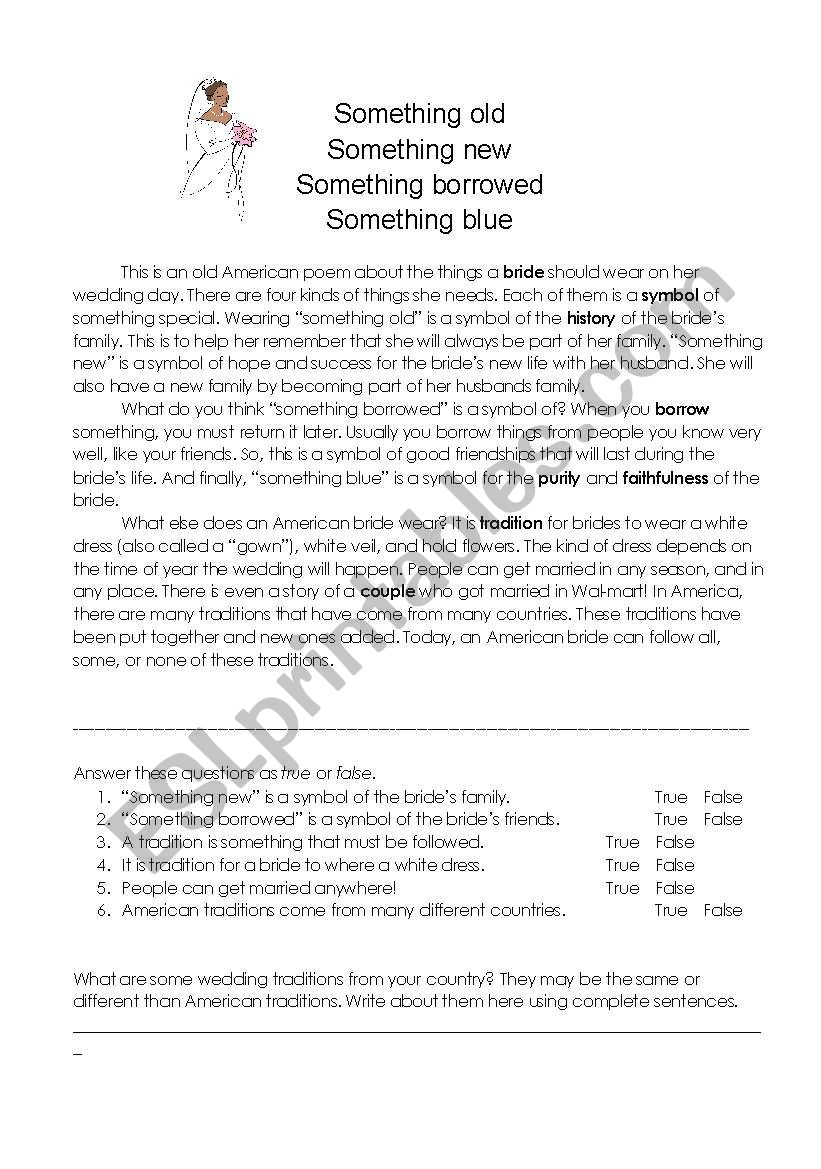 American Brides worksheet