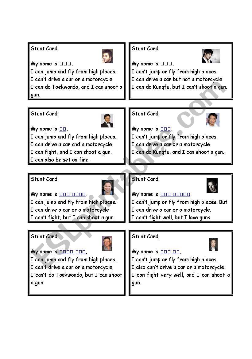 Stuntmen Interview Stunt Cards 1