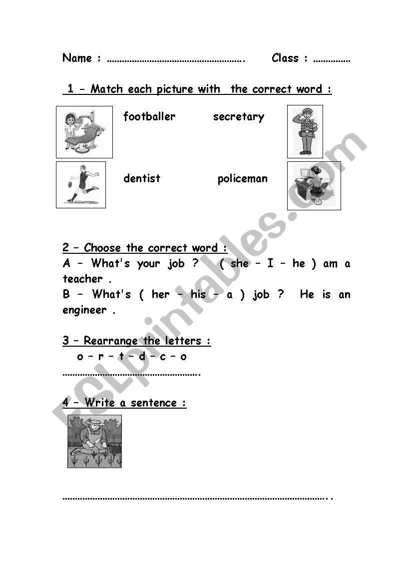 job worksheet worksheet