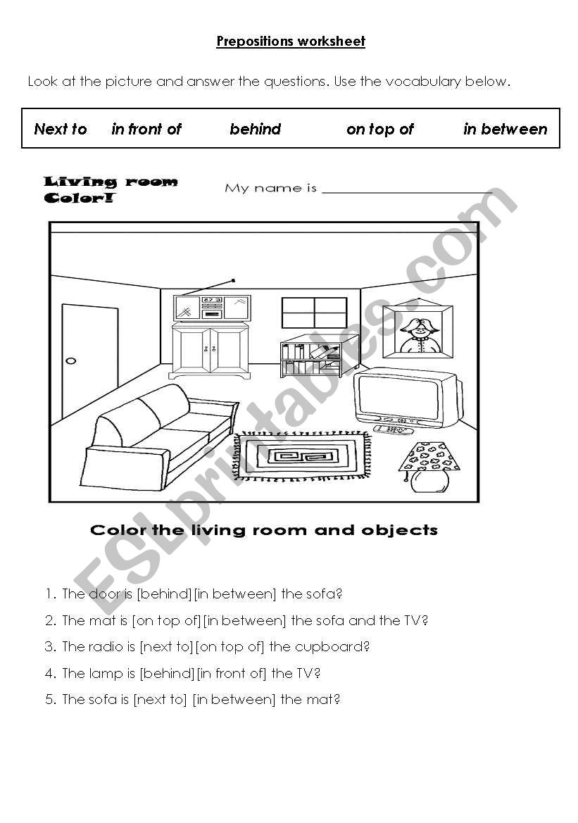 Prepositions worksheet