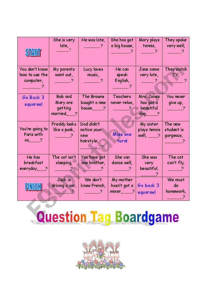 Question Tag Boardgame worksheet