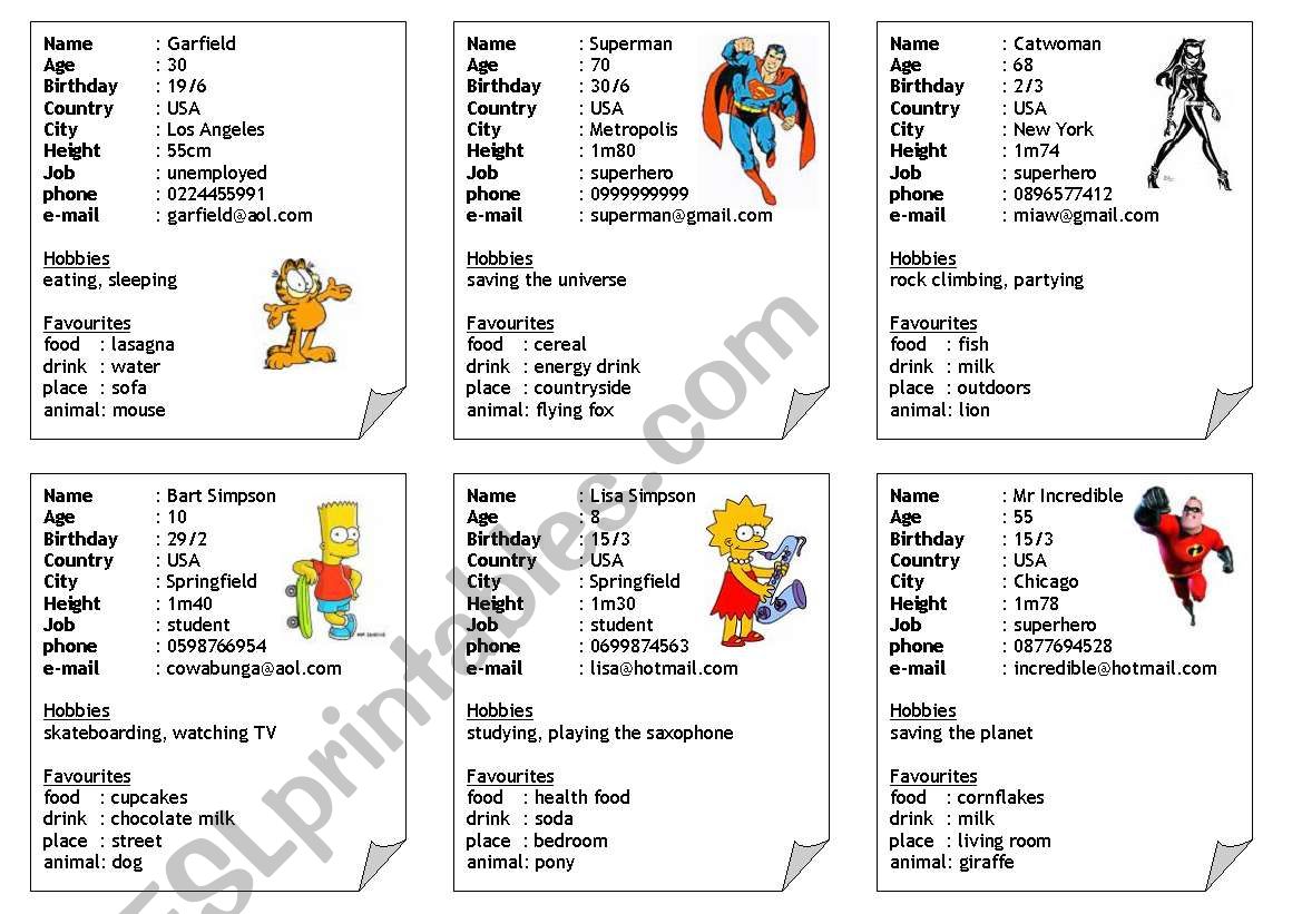 ID cards (set of twelve - including blank template) 3 of 3