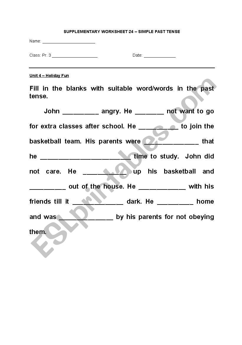 simple past tense worksheet 1 worksheet