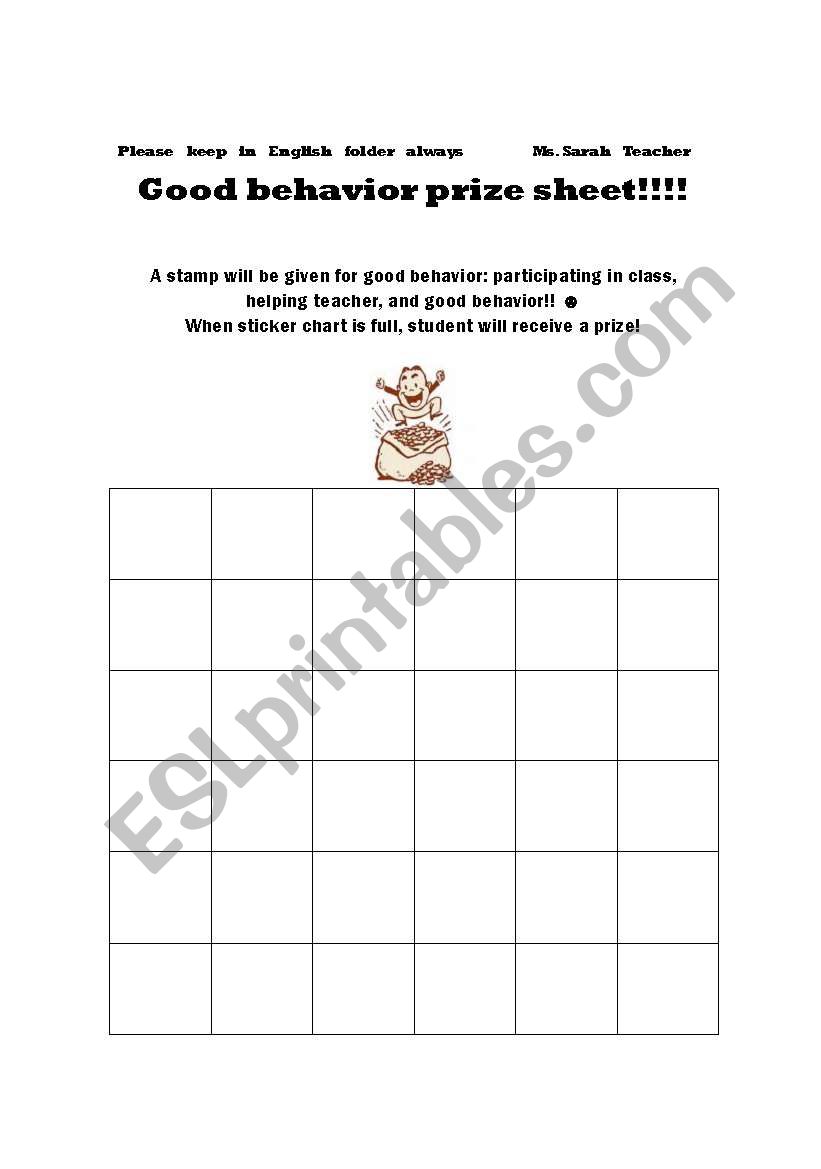 Good behaviour worksheet worksheet