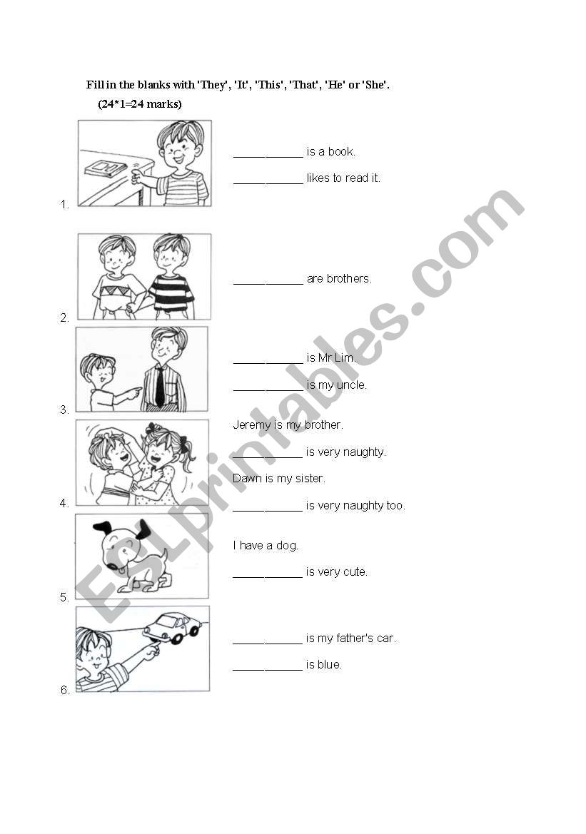 Demostratives worksheet