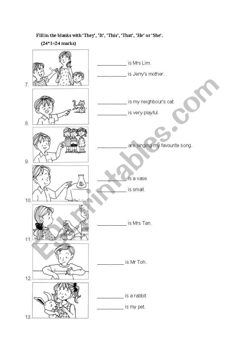 Demostratives worksheet