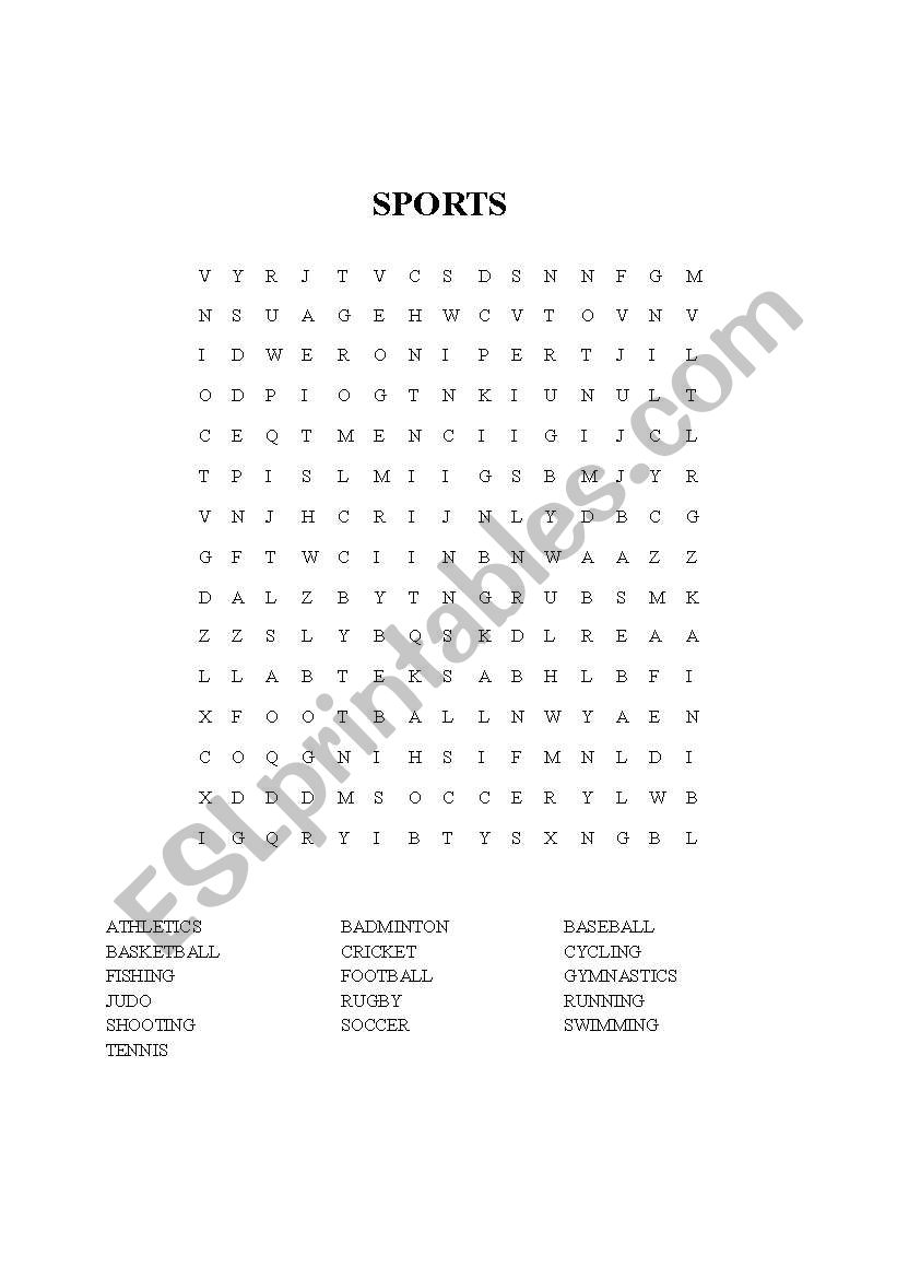 Sports worksheet