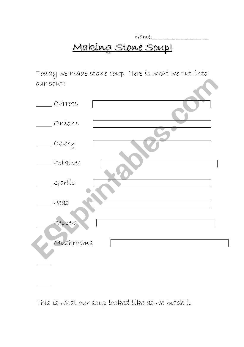 Making stone Soup worksheet