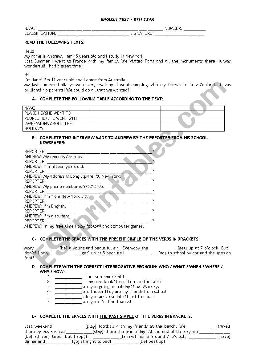 revising worksheet worksheet