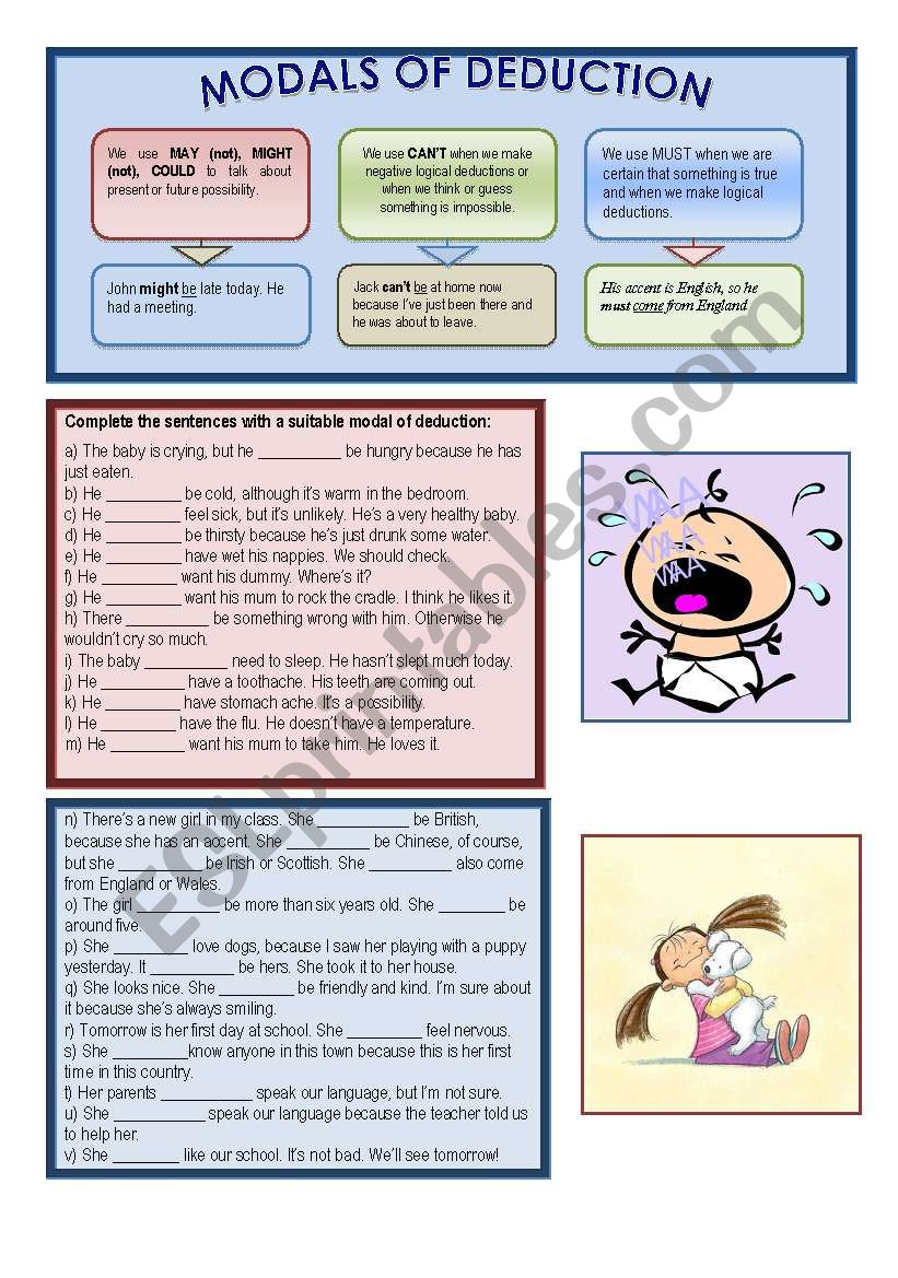 modals of deduction worksheet