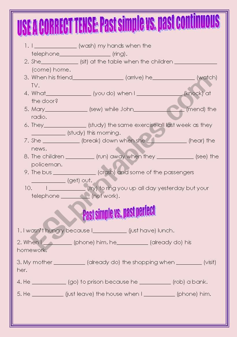 mixed tenses worksheet