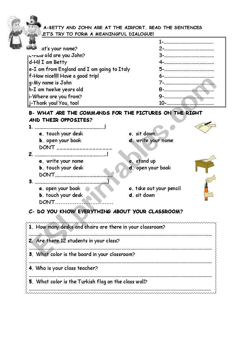 esl homework worksheets