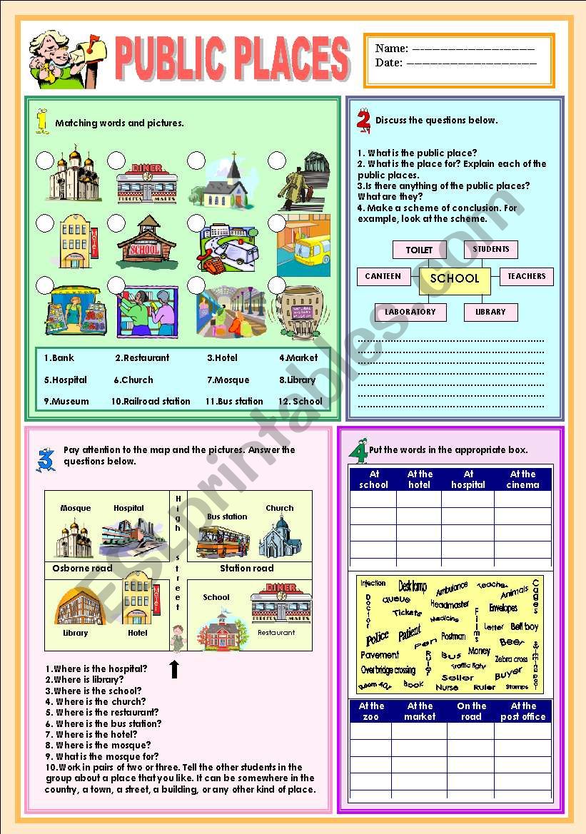 Public Places worksheet