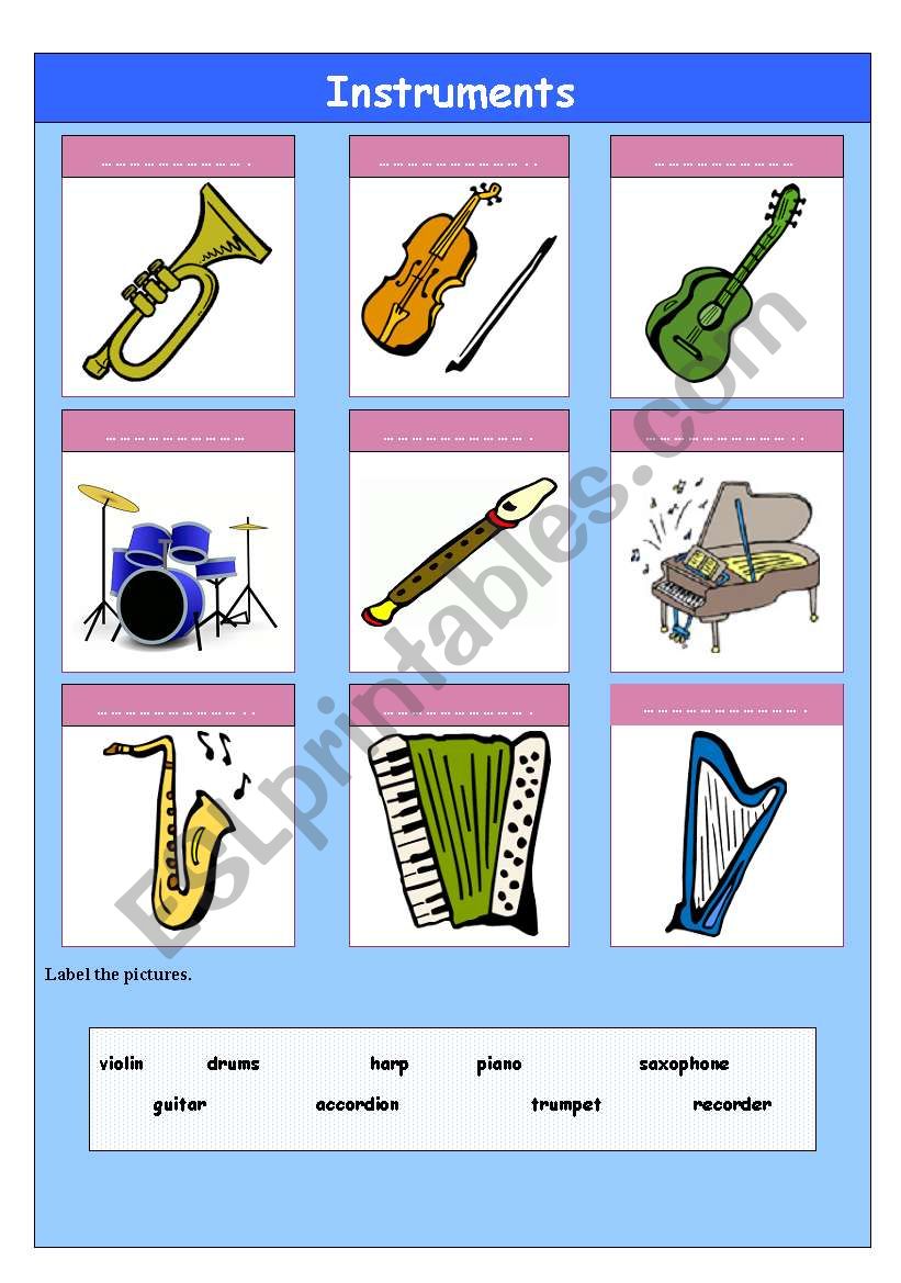 Instruments worksheet