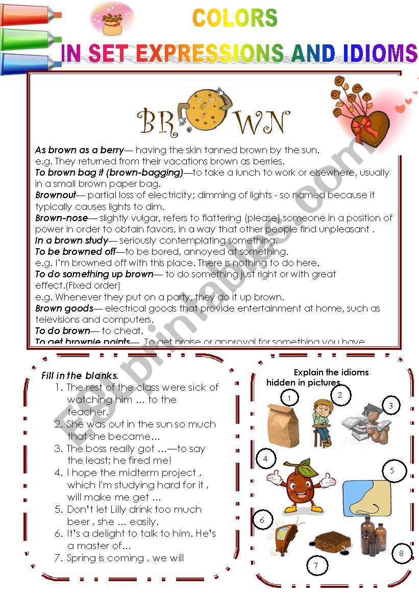 COLORS IN SET EXPRESSIONS AND IN IDIOMS! (PART 9) BROWN (almost the last one=))