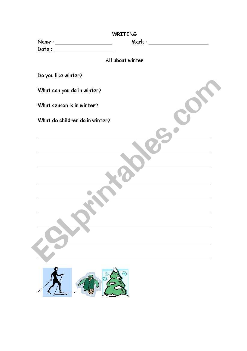 writing about seasons worksheet