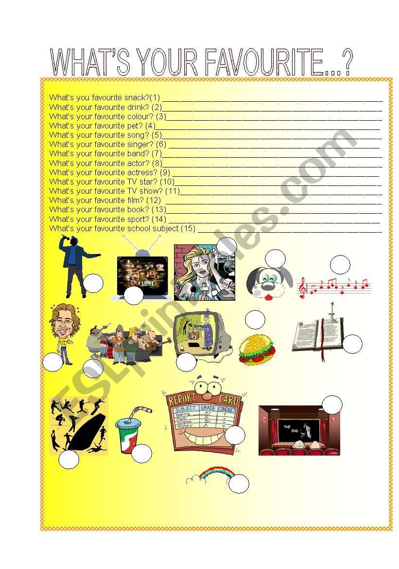 WHATÂ´S YOUR FAVOURITE? worksheet