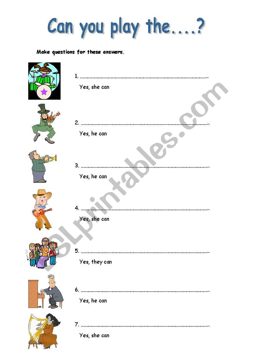 Can you play the....? worksheet