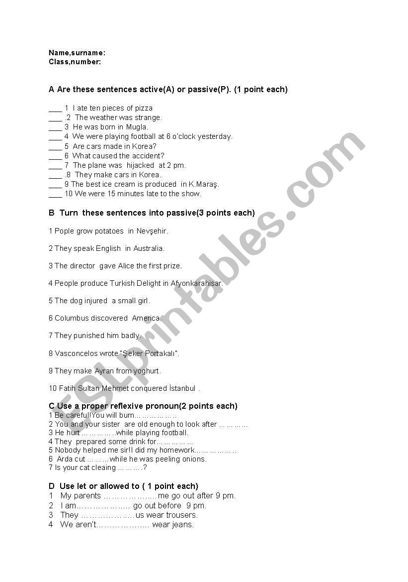 intermedaite exam worksheet