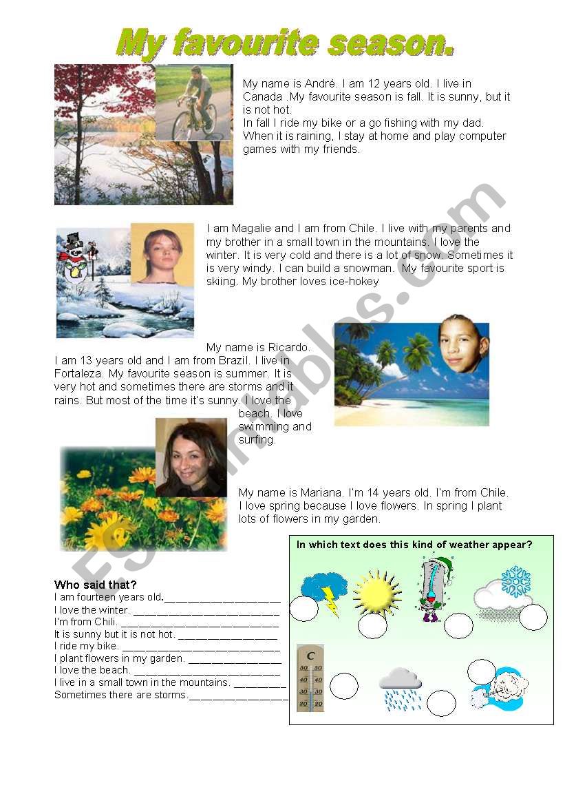 MY FAVOURITE SEASON worksheet