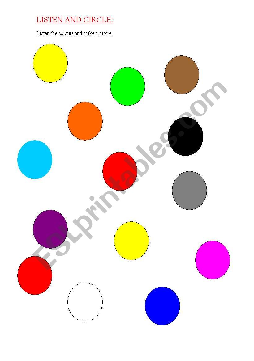 colours worksheet