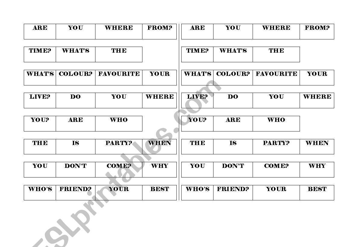 Wh- questions worksheet