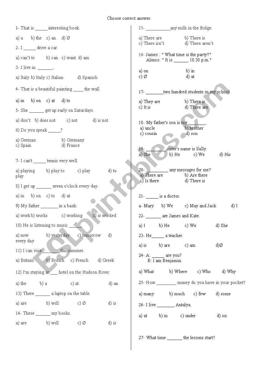 quiz worksheet