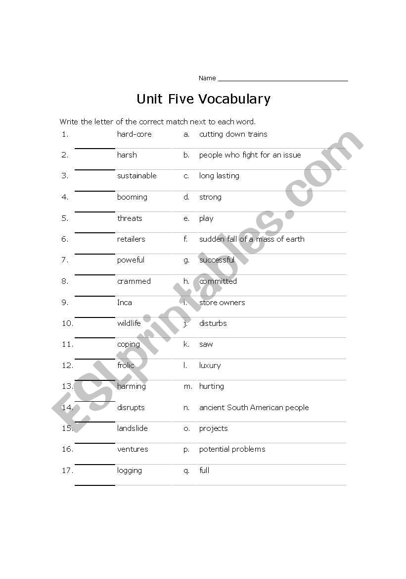 Nature and Industry Vocabulary