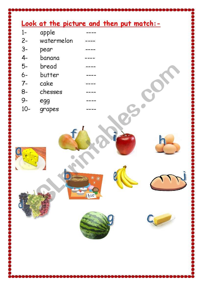 vocabulary fruits worksheet