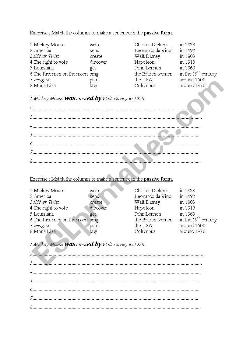 Passive form worksheet