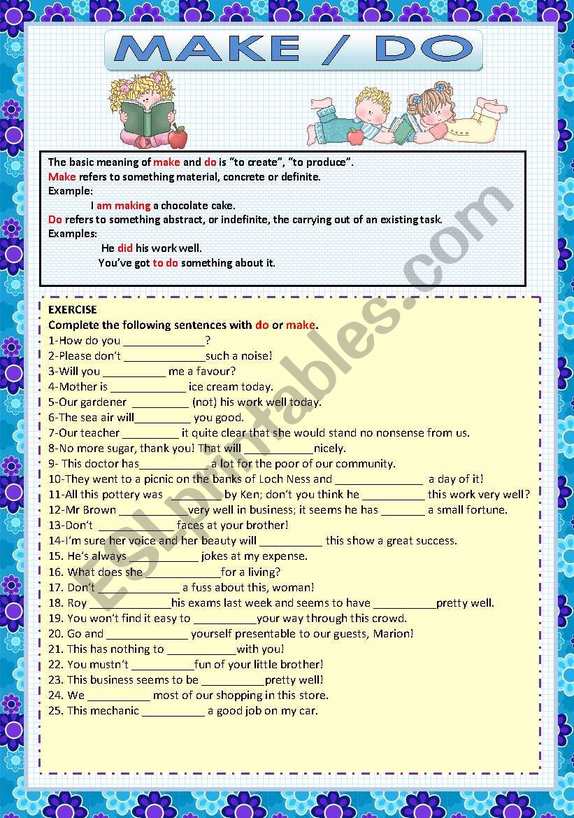 MAKE and DO 1 worksheet