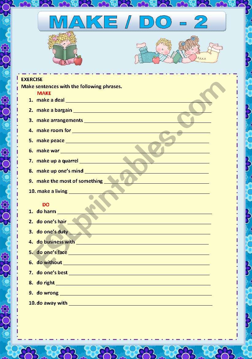 MAKE and DO 2 worksheet