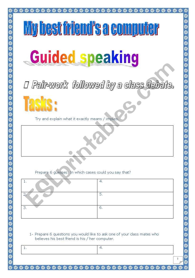 Guided speaking ws (BOTH versions: long (3 pages) + printer-friendly (1 page)): COMPUTERS (8 tasks)