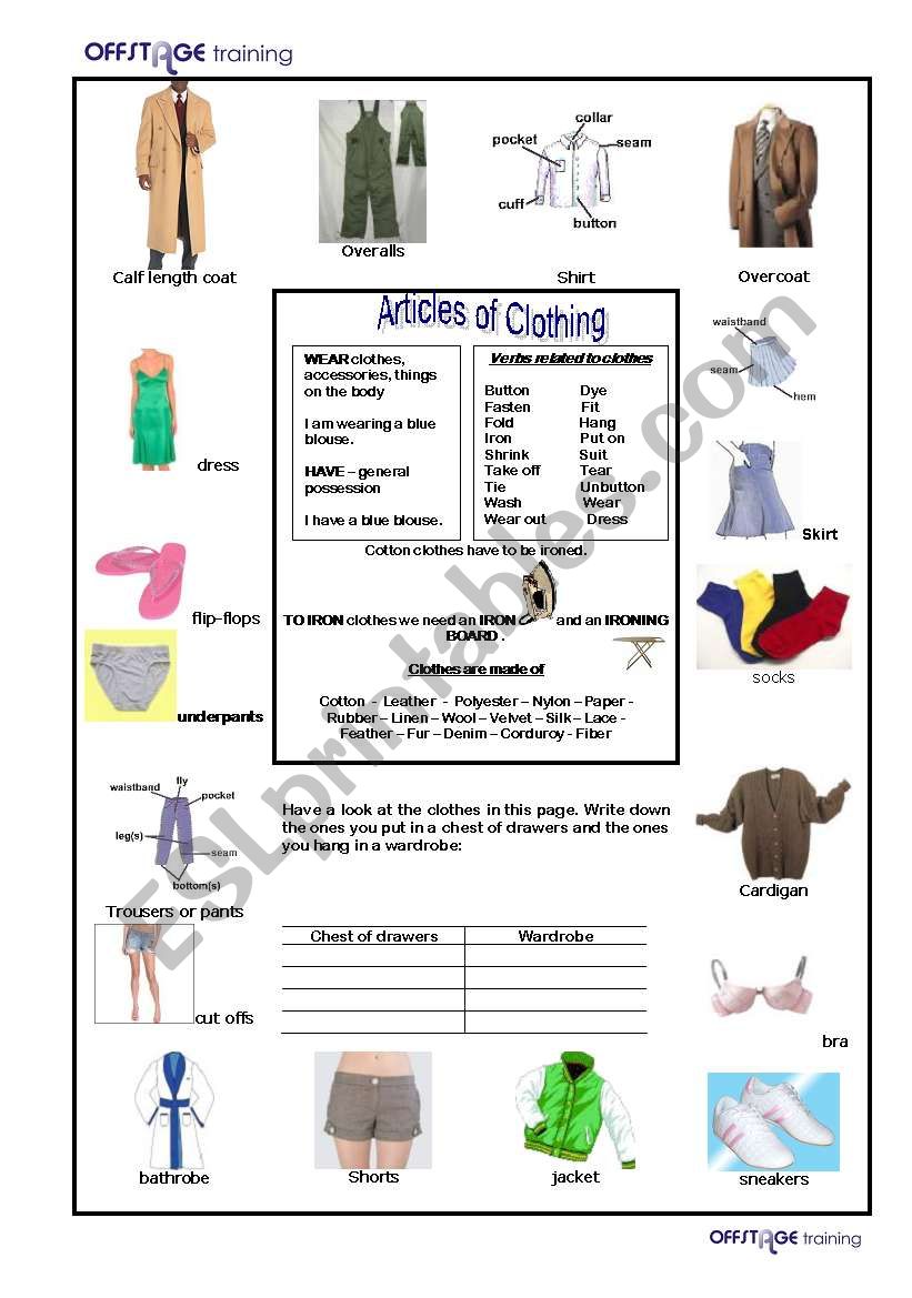 Articles of Clothing1_Verbs_Materials