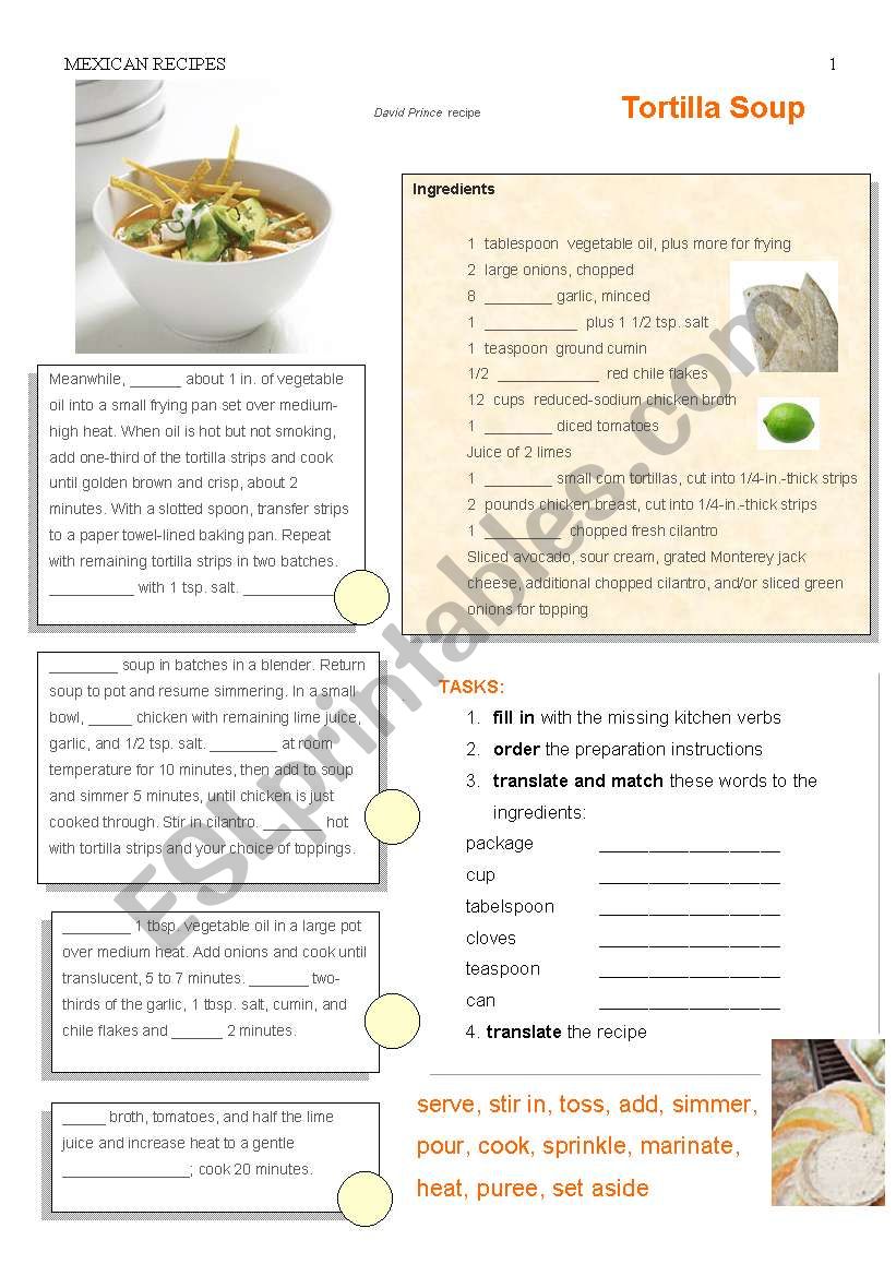 TORTILLA SOUP worksheet