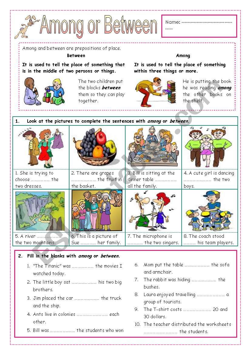 Among Or Between Esl Worksheet By Missola