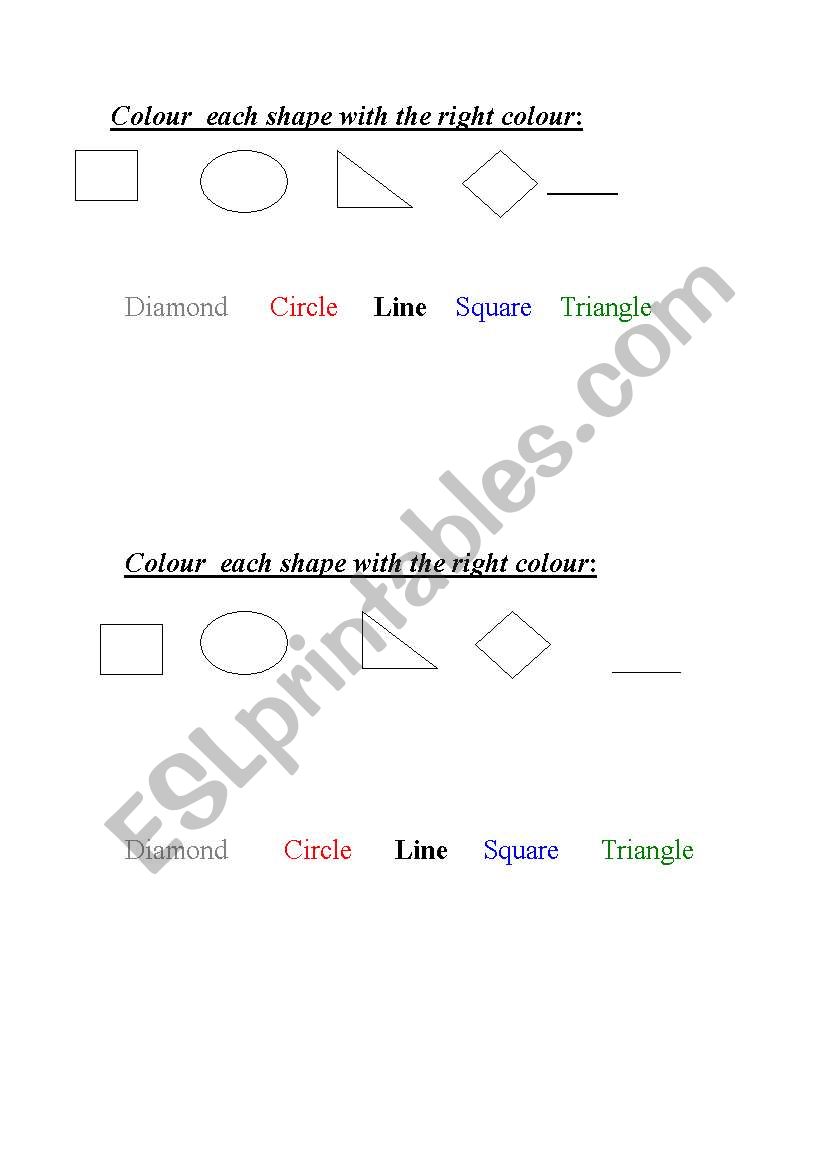 SHAPES AND COLOURS worksheet