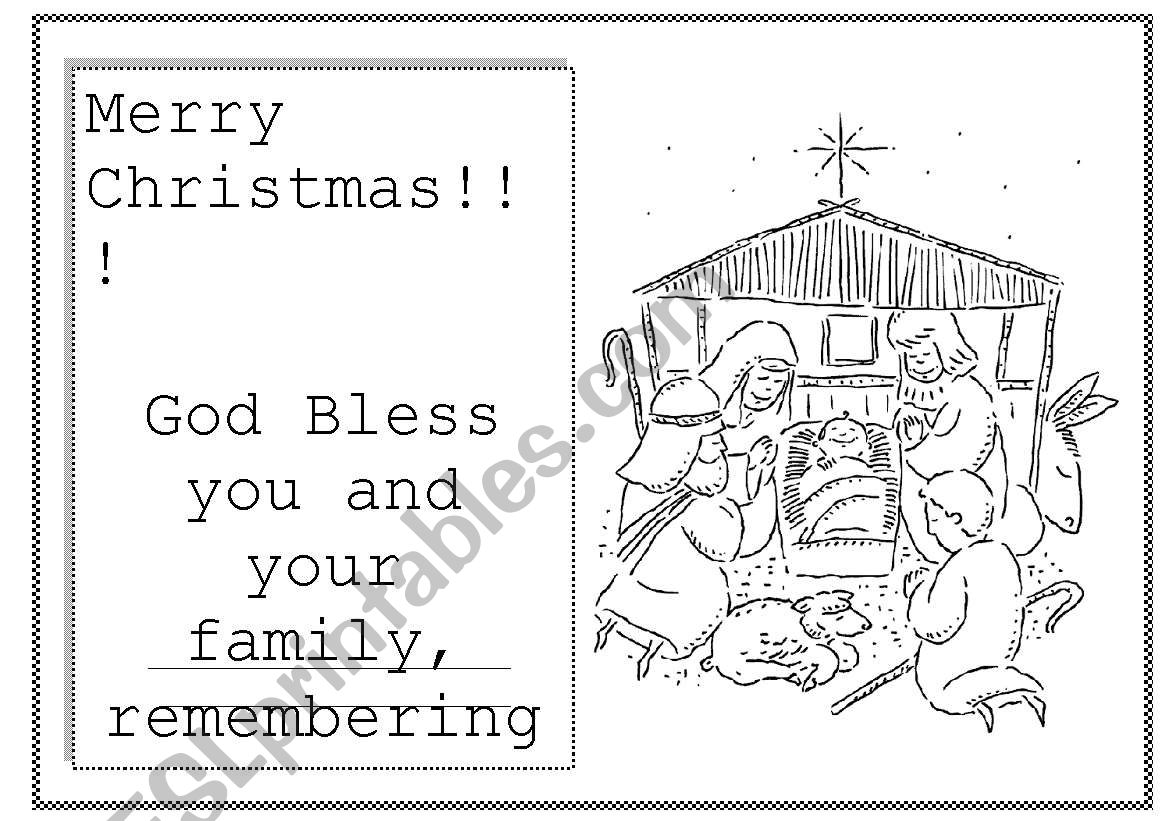 Merry Christmas Card worksheet