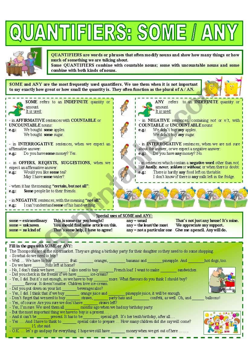 QUANTIFIERS: SOME / ANY (1 - 6)