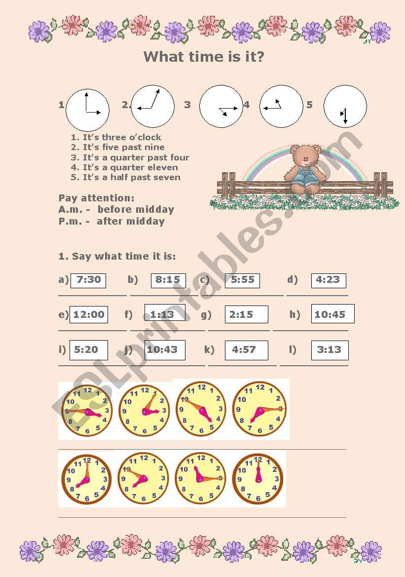 What time is it? worksheet