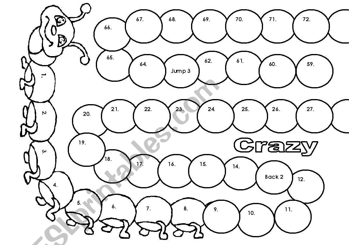 Crazy Caterpillar Gameboard - Black and White Version
