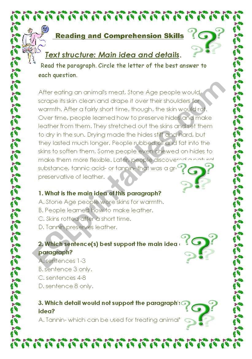 Reading Skills worksheet