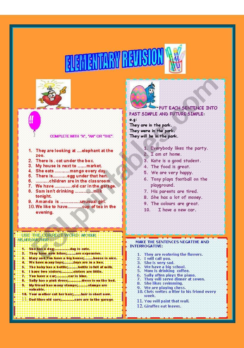 ELEMENTARY REVISION worksheet