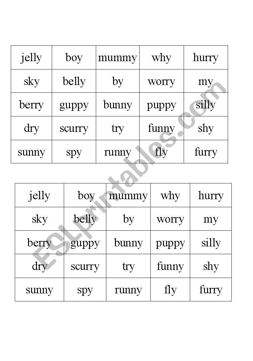 words were /y/ make long /e/ sound
