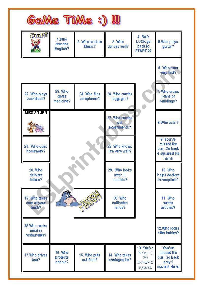 YUPPiiii BOARD GAME :) PRACTISING OCCUPATIONS/JOBS :) HAVING FUN AND EXERCISING OCCUPATIONS/JOBS :)  questions who draws plans of buildings etc...?